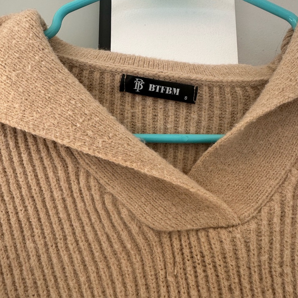 Cream Sweater Collared